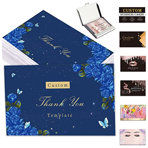 Tarjetas de visita personalizables con logotipo, código QR, tarjetas de agradecimiento personalizadas, 100 unidades para pequeñas empresas, impresión de doble cara