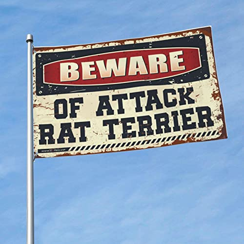 Men Cave Decor Beware of Attack Rat Terrier Flag Windsocks Outdoor Home Decor for Men ( Size : 152X244CM )