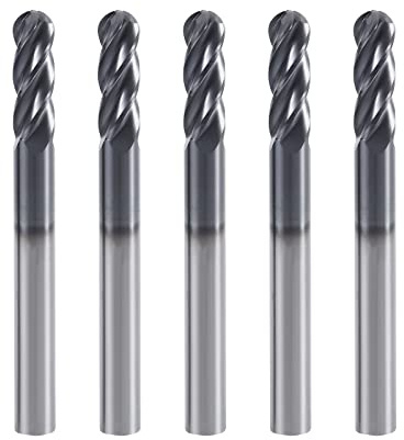 XYunEnZ ISB 4Flutes Carbide Ball Nose end Mill - Micro Grain Carbide End Mill for Alloy Steels/Hardened Steels(5,1/2)