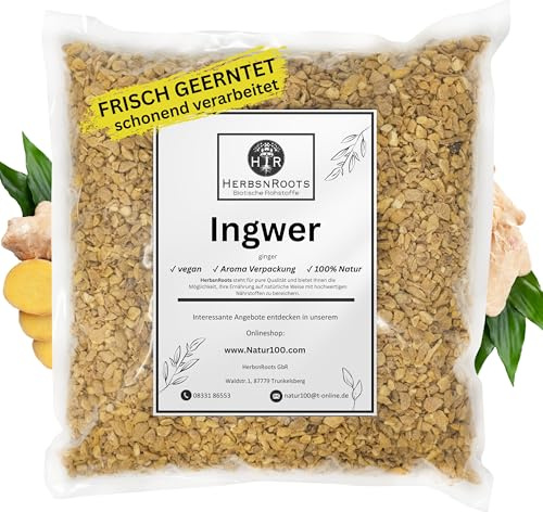 Ingwer geschnitten 500g • Erste Wahl • intensiver Geschmack • HerbsnRoots
