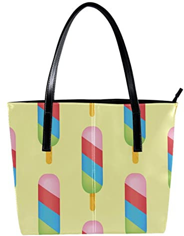 Schultertasche, leicht, lässig, Schultasche, Lehrertasche, Handtasche, Geldbörse, buntes Eis am Stielmuster, Sommer, Mehrfarbig