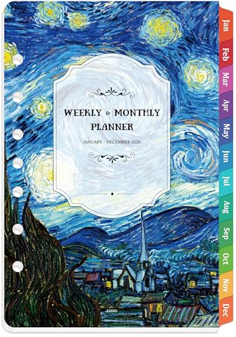 2026 Planner Refills - Jan. 2026 - Dec. 2026, 7 Holes, Planner Refills 2026, 5.5'' x 8.5'', A5 Weekly & Monthly Planner Inserts, Colorful Monthly Tabs