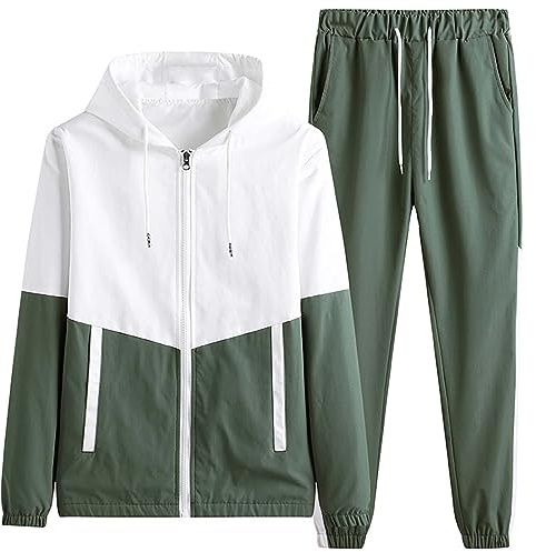 liaddkv 2023 Set di tuta da uomo tuta 2 pezzi tuta da jogging autunno giacca con cappuccio e tuta sportiva tuta da jogging casual felpa streetwear abbigliamento uomo manica lunga vestito M-6XL, verde,