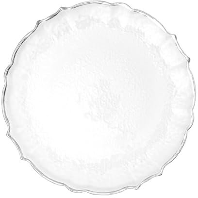 Sottobicchieri XL in vetro trasparente 33 cm con bordo argento (3), 6 piattini decorativi, piatti da portata per matrimoni, battesimi, compleanni, Natale e feste, riutilizzabili