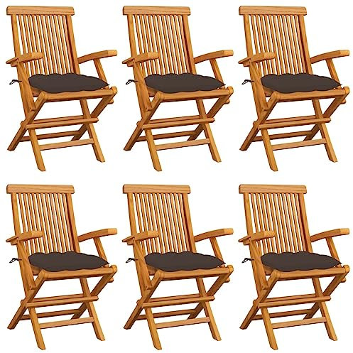 AJSEOYBS Gartentisch Ausziehbar,StapelstüHlegartenstüHle Mit Taupe Kissen 6 STK. Massivholz Teakgeeignet Geeignet für Wohnzimmer, Schlafzimmer, Garten, Balkon, Terrasse, Küche, Outdoor