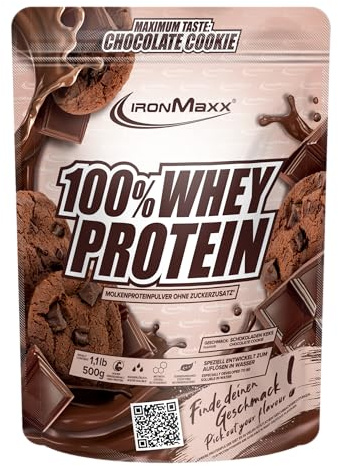 IronMaxx 100% Whey Protein Polvere - Chocolate & Cookie 500g Bag | Proteine del siero di latte a ridotto contenuto di zucchero, facilmente solubili in acqua.