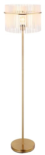 GLOBO Stehleuchte in Gold mit Glas Lampenschirm, Höhe 152cm |