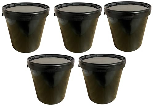 SILPLAST 5 x 30 Liter Eimer mit Deckel schwarz Kunststoffeimer für Lebensmittel Chemie Mehl stapelbarer Vorratseimer aus Kunstoff Behälter Milcheimer Honigeimer Wassereimer Aufbewahrungsbehälter