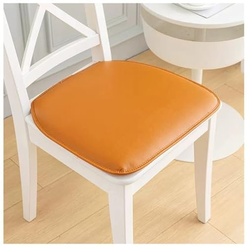 QYANPEN Stuhlkissen aus Leder für Esszimmerstühle, Sitzkissen in Hufeisenform für Küchenstühle, rutschfeste Stuhlauflage, wasserdichte Sitzkissen mit Bändern, 43 x 40 cm (1er-Set), 43 x 40 cm (2er-S