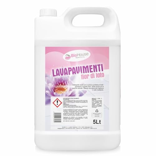 Detersivo Pavimenti Profumato 5 Litri Detergente Pavimenti Profumato per tutti i Pavimenti, Superfici Dure e Delicate (Fiori di Loto)