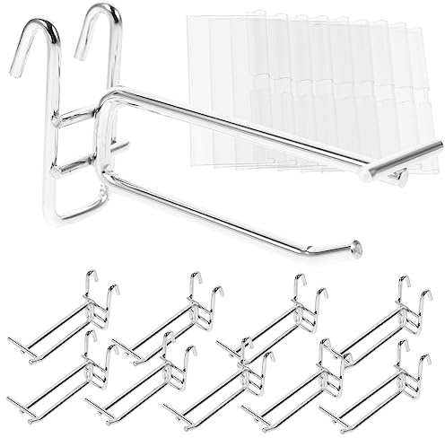 COSMEVIVI 10 Stück Stecktafelhaken Aus Stahl Mit 6mm Tragstange Und Preisschild 35mm Metall Lochwandhaken Für Werkstatt Garage Laden Und Büro