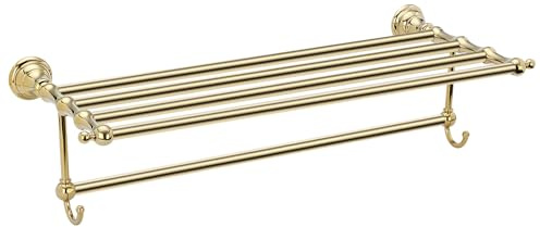 MINGCHI Handtuchhalter für das Badezimmer,Edelstahl-Wandhandtuchhalter mit 2 Haken,Minimalistisches Design für Toiletten,Badezimmer 60cm (Gold)