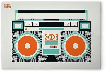 A.S. Création Leinwandbild Retro Ghettoblaster - Wandbild in Creme, Schwarz - 90 x 60 cm - DD132321