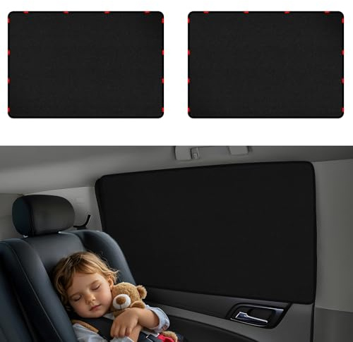 ZATOOTO Parasol Coche Lateral MagnéTico, Proporciona Privacidad, 80 x 50 CM | Para Ventanas Traseras,Para Bebé, Protección UV,Protección contra el calor, Montaje Sencillo, Fácil almacenamiento
