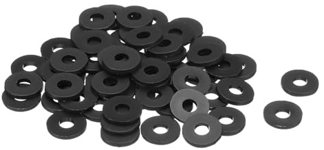 QUARKZMAN 60Pcs M6 Rondelles Plates en Nylon 6mm ID 16mm OD 2mm Épaisseur Rondelle Plate Joints Toriques en Plastique Joint d'Étanchéité Entretoise d'Étanchéité, Noir