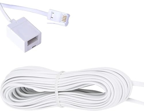 Zguziji Câble d'extension BT vers BT 4 fils plat pour téléphone domestique Blanc 15 m