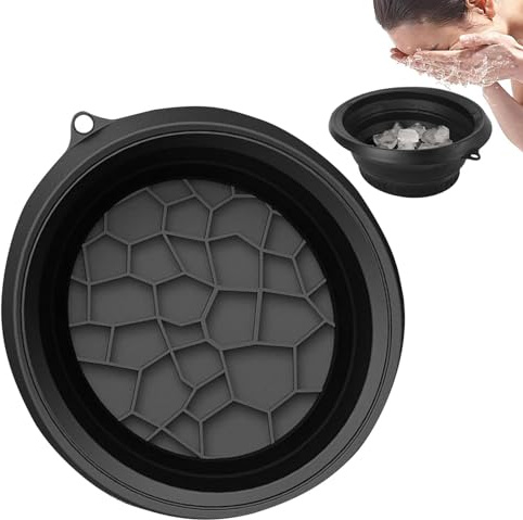 keloppasit Face Ice Bath Bowl | Silikon Faltbare Eingebaute Eiswürfelschale Waschbecken - Badezimmer Zubehör Kosmetik Beauty Tool für Zuhause Schwellungen Linderung