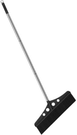 DEARMAMY Escoba Negra Ancha Desmontable para Exteriores con Cabezal Grande de Acero Inoxidable y Cerdas de Nailon, Escoba Comercial Multiusos para Jardín, Garaje y Terraza