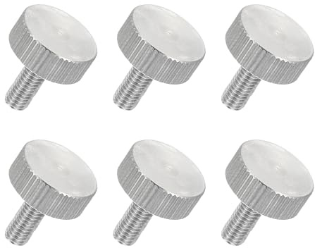 sourcing map 6 PCS M5 x 12mm Flat Knurled Head Thumb Screws,304 Stainless Steel Fully Threaded Thumbscrew Bolts Fasteners for Home Appliances Lighting Electronic Equipment and Industry