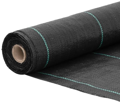 Tomostar Toile de Paillage, Géotextile de Paillage Contre Les Mauvais Herbes Toile Bâche Anti Mauvaises Herbes Noir 1,5x25 m PP