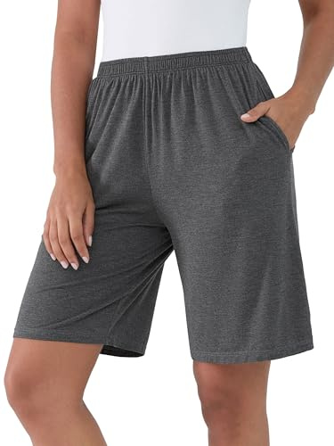 Amorbella Bamboo Viscose Bermuda Shorts Women Lounge Sleep Pyjama Bottoms | Cooling, Sweat Wicking, Lightweight, Ultra Soft, Nightwear with Pockets, S-XXL