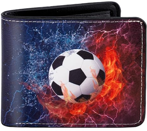 Kids Wallets for Boys Girls Teen, Birthday Gift for 5 6 7 8 9 10 11 12 13 Year Old Boys, Cool Soccer Rfid Blocking Kid Wallet With Zipper Coin Pocket, Novelty Wallet for Kids Christmas/Birthday Gift