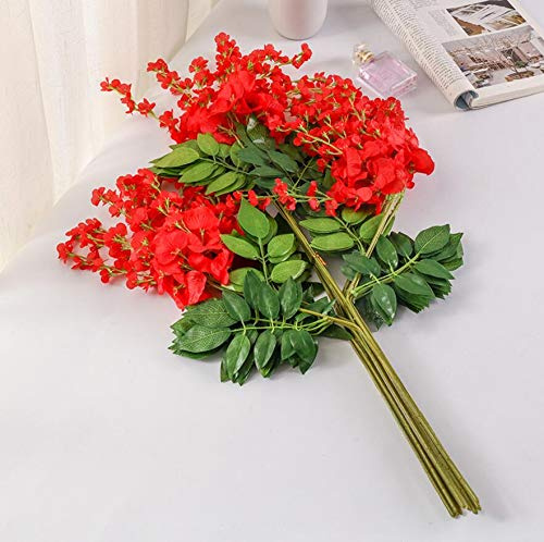 OWOHYG Flores Artificiales y secas, 12 Unidades, Ramas de Hiedra y glicina Artificiales, para Decorar Paredes, arreglos Florales, Ramos de Boda, hogar, Bar, Hotel (Rojo)