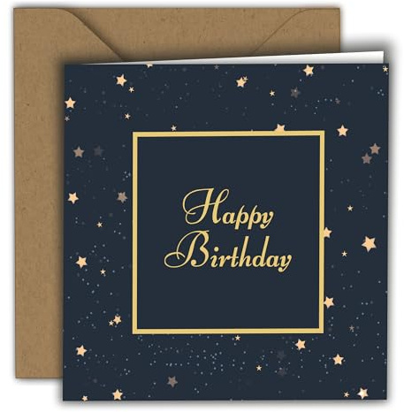 Birthday Card Heavenly Starry Night – Happy Birthday | Folded Card (15x15 cm) – with Kraft Envelope – Blank Inside