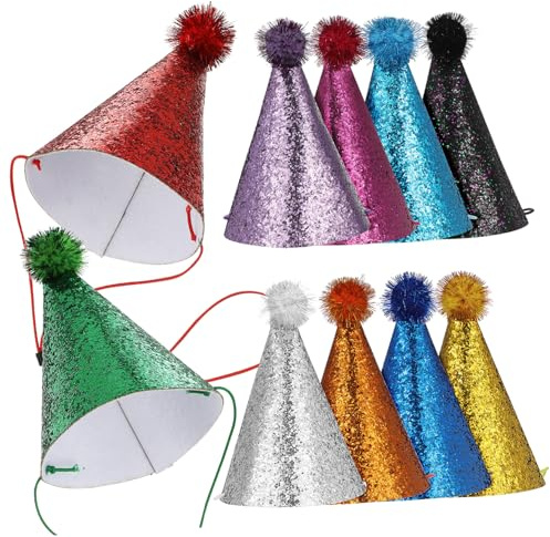 Parliky 10 Piezas Sombreros de Fiesta Colores para Adultos y Mascotas Gorros Cumpleaños de Poliéster Ligeros y Resistentes para Celebraciones Múltiples