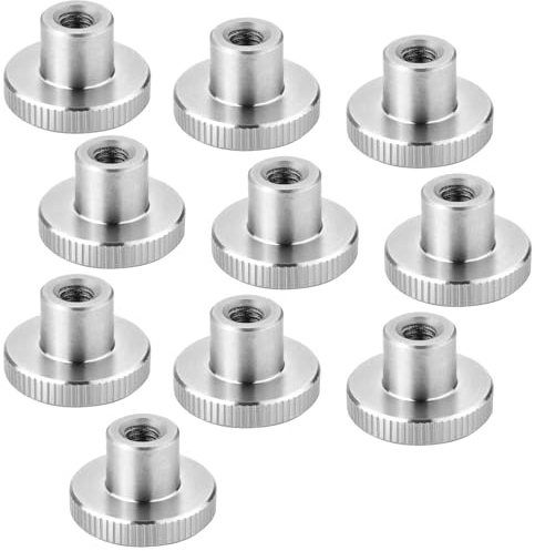 Jeu de 10 écrous moletés SOTECH M6, acier inoxydable V2A (SS304), forme haute, DIN 466, écrous moletés métriques à flancs moletés.