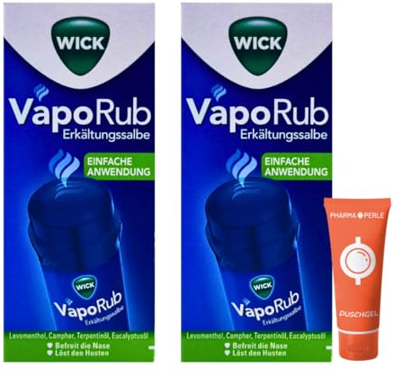 WICK VapoRub Erkältungssalbe 2x 35 g I Handlicher Stick für gezieltes Auftragen I wohltuende Dämpfe bis 8 Stunden I angenehm bei Husten, Schnupfen & Heiserkeit I Spar-Set plus Pharma Perle give-away