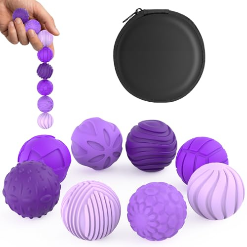 UZAHSK 8 stück magnetische Fidget Toys,Silikon Magnetkugeln Anti-Stress | Strukturierte Violett, für Erwachsene und Kinder ADHS,Sensorische Magnetische Kugeln Set, Stressabbau und Entspannung