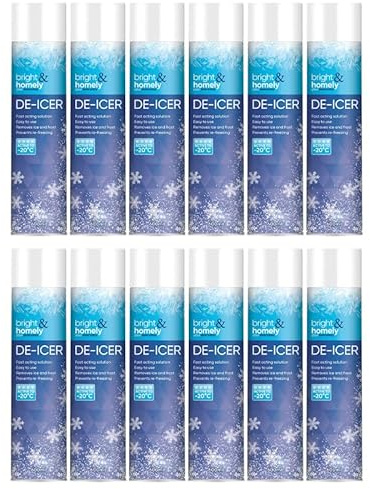 Bright & Homely De-Icer Spray (12x 600ml) – Fast-Acting Car Deicer for Windscreens, Windows & Mirrors – Quick Defrost Formula for Winter Driving – Effective Ice Remover Spray for Vehicles (12)
