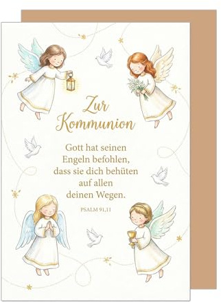 Edition Seidel Premium gratulationskort till nattvarden med kuvert. Nattvardskort kort gratulationskort ordspråk flicka pojke tonåring ängel duvor önskningar (KO333 SW026)