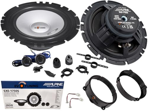 EvoTuning Kit Casse Altoparlanti per Lancia Ypsilon 843 dal 2003 al 2011 Anteriori, Alpine SXE-1750S Set 2 Woofer +2 Tweeter 2 Anelli Adattatori 2 Cavi (NO plug and play)