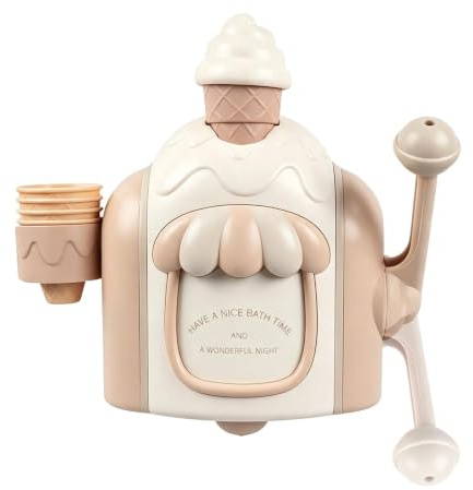 Jouet de bain pour crème glacée - Mousseur à manivelle - Montage mural - Kit de de rôle | Jouet d'eau pour salle de bain, douche, fille, anniversaire, vacances, salle de bain, interaction parent-enfant