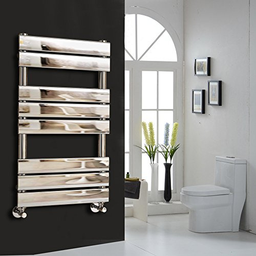 NRG Flat Panel Heated Towel Rail Radiator Rad Warmer, 800x450 Chrome | Steel, Designer Radiator, Contemporary, Rectangular Bathroom Radiator Towel Rail, Wall Mounted, High Heat Output