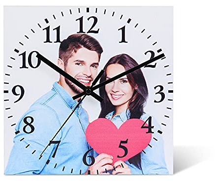 jewelora Horloges Murales Photo Personnalisée Horloge Murale Nom Personnalisé Horloge Murale Décorative à La Maison pour Père Mère Couple Famille Anniversaire Date d'anniversaire Cadeau (1 Photo)