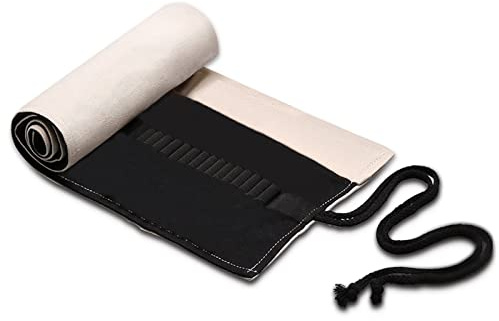 Rollo de lona para lápices de 72 ranuras, hecho a mano, enrollable, lápices de colores, para artistas, pinturas, dibujantes, estudiantes (blanco), White, moderno
