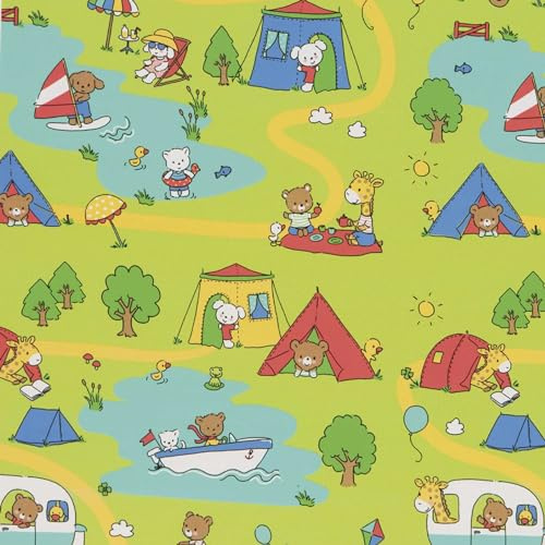 STAR Geschenkpapier 70cm x 2m Rolle Kinder Camping