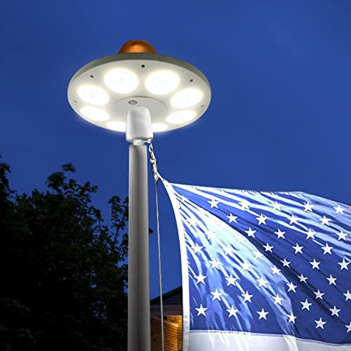 Bathonly Flagpole Light Solar Powered, 136 LED Solar Flag Pole Light Dusk to Dawn 10H Lighting, Waterproof, Fit for Outdoor 15-25 Ft Flagpoles