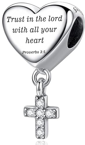 MUERDOU Cross Dangle Charm Fit for Pandora Charms Bracelet Love Heart Christian Bible Verse Charms Prayer Faith Religious Jewelry Gifts for Woman