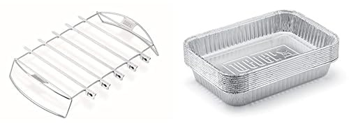 Weber 6606 Schaschlik Set, Kebab-Set, Edelstahl & 6415 Small 7-1/2-Inch-by-5-inch Aluminum Drip Pans, Set of 10
