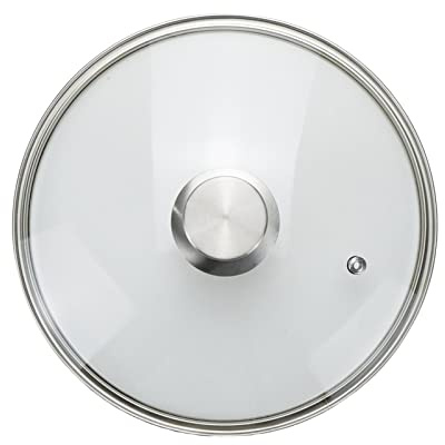 Tsnamay 9 Inch Clear Glass Pot Lid for Frying Pan Replacement Cover | Withstand 356°F (180℃) with Stainless Steel knobs,Dishwasher Safe,Anti overflow air port,Stainless Steel Edging