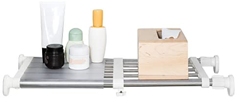 ARIIKON Verstellbarer Kleiderschrank Einlegeboden Schrankregal Regaltrenner Ohne Bohren Edelstahl-Stangen Teleskopregal Klemmregal DIY Separator für Küche, Badezimmer, Schlafzimmer, Elfenbein