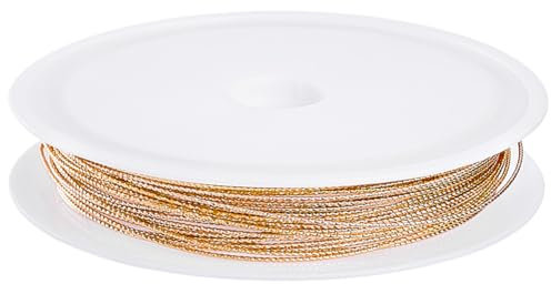 Beebeecraft 10 m Strukturierter Runder Kupferdraht 18 Karat Vergoldetes 0.7 mm Gravierter Gedrehter Golddraht Für Die Herstellung von DIY Schmuck