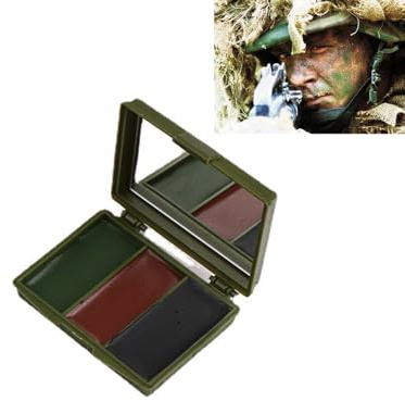 Dyceittdia Ansiktsmakeup, kamouflage makeup kit med spegel, militär ansiktsfärg, trefärgad kamouflageolja för utomhusbruk, ansiktsfärg (05)