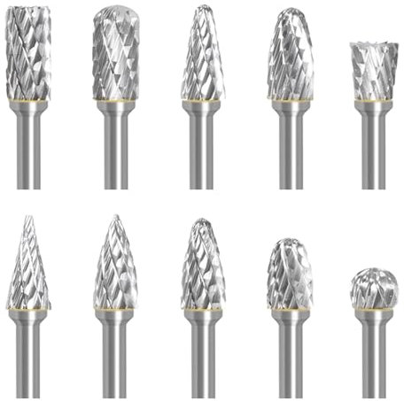 Fräser set für Bohrmaschine, Hartmetallfräser mit Doppelschnitt, Holzfräser Hartmetall Frässtifte mit 1/8 Schaft für Holz, Kunstoff, Metall