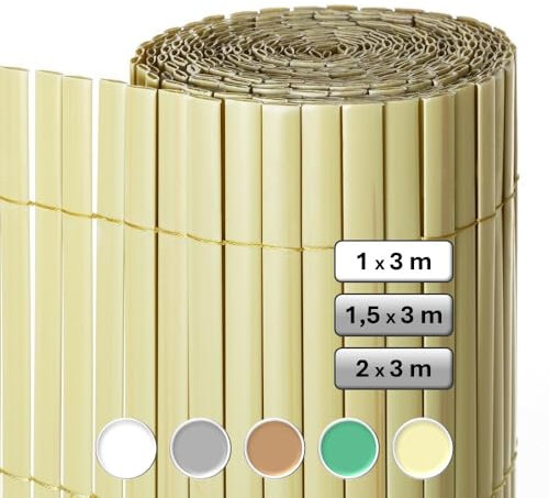 LOLAhome Cañizo PVC de Doble Cara Beige 3x1 Metros | Resistente 1.200 gr/m2, Decorativo y Fácil Instalación | Alta Privacidad y Ocultación para Valla, Jardín, Balcón o Terraza