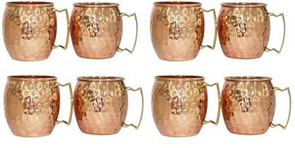 BRACOP® Wasserbecher, Kelch, Weintrinkgläser, Moscow Mule Becher-Set, Moderne Glaswaren, Becher aus goldenem reinem Kupfer für Party, Hochzeit, Jahrestag, Geschenke für Weinliebhaber